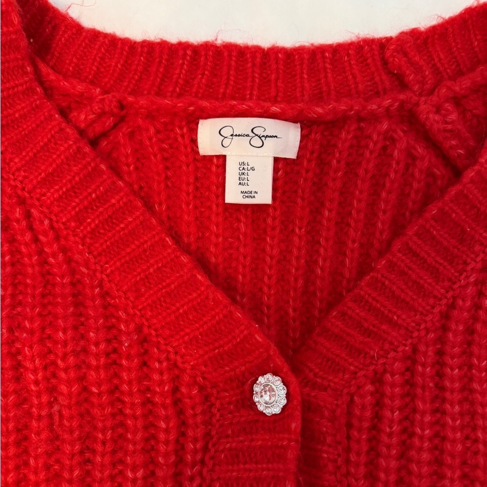 Red Cozy Knit Cardigan Sweater from Jessica Simpson - Picture 3 of 4